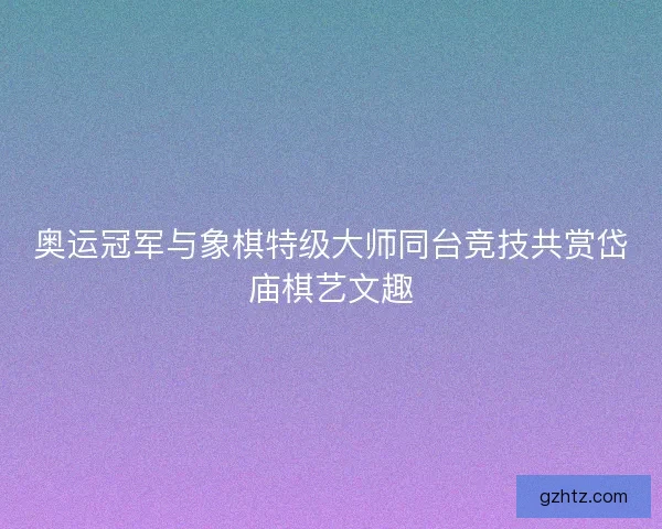 奥运冠军与象棋特级大师同台竞技共赏岱庙棋艺文趣